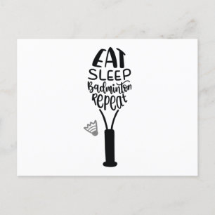 Eat sleep badminton repeat postcard