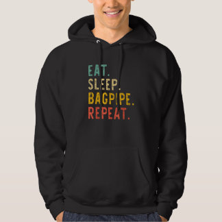 Eat Sleep Bagpipe Player Bagpiper Bagpiping Retro  Hoodie