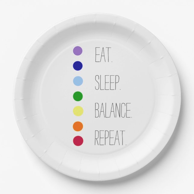 Eat Sleep Balance Simple Chakra Design  Paper Plate (Front)