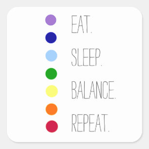 Eat Sleep Balance Simple Chakra Design  Square Sticker