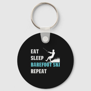 Eat sleep barefoot ski repeat skier hobby saying key ring