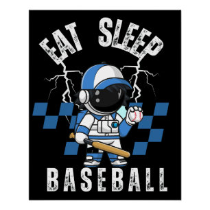 Eat Sleep Baseball Baseball Player Funny Baseball Poster
