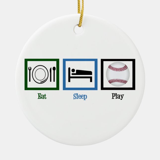 Eat Sleep Baseball Ceramic Tree Decoration (Front)