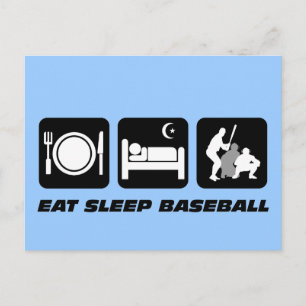 Eat sleep baseball postcard