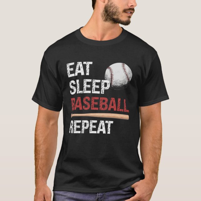 Eat Sleep Baseball Repeat Baseball Player  Basebal T-Shirt (Front)