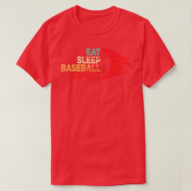 Eat Sleep Baseball Repeat Baseball Player Funny Vi T-Shirt (Design Front)