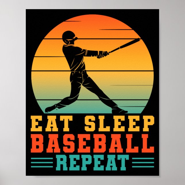 Eat sleep baseball repeat baseball player pitchers poster (Front)