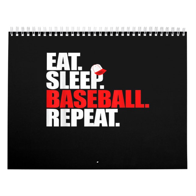 Eat Sleep Baseball Repeat Catcher Pitcher Baseball Calendar (Cover)