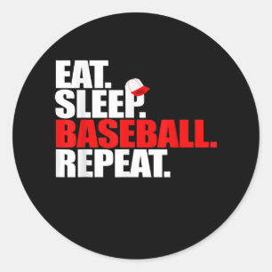 Eat Sleep Baseball Repeat Catcher Pitcher Baseball Classic Round Sticker