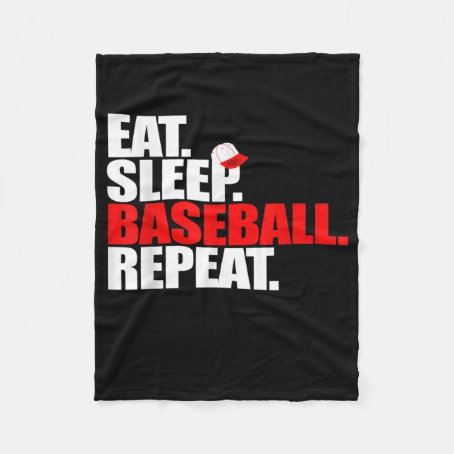 Eat Sleep Baseball Repeat Catcher Pitcher Baseball Fleece Blanket (Front)