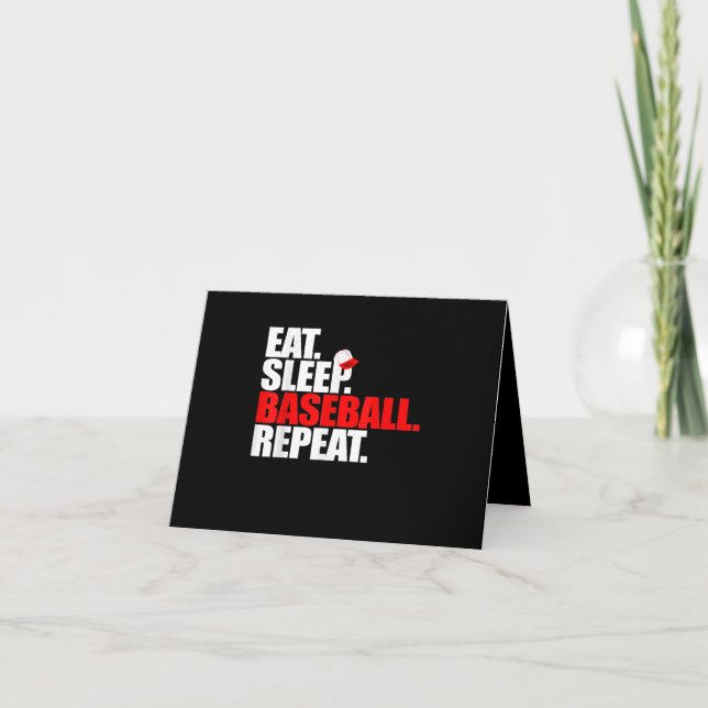 Eat Sleep Baseball Repeat Catcher Pitcher Baseball Thank You Card (Front)