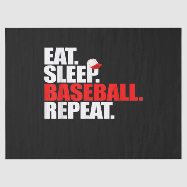 Eat Sleep Baseball Repeat Catcher Pitcher Baseball Tissue Paper (Front)