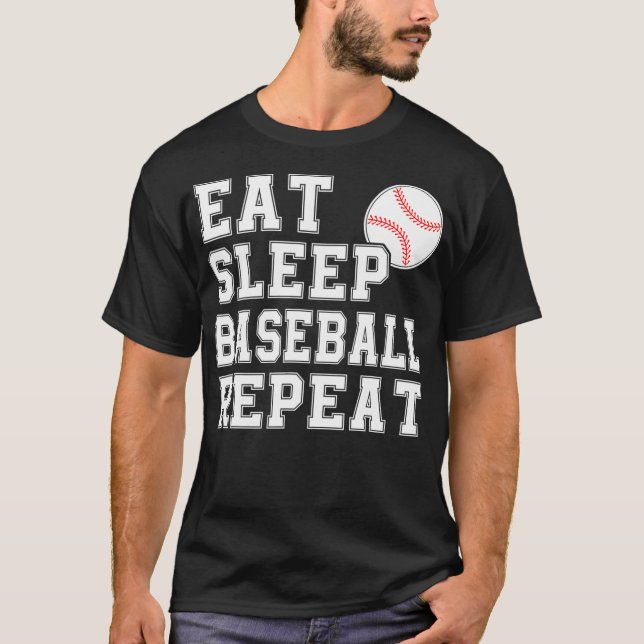 Eat Sleep Baseball Repeat Catcher Pitcher Funny Co T-Shirt (Front)
