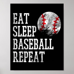 Eat Sleep Baseball Repeat Coach Team Player Men W Poster
