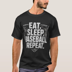 Eat Sleep Baseball Repeat Distressed Quote T-Shirt