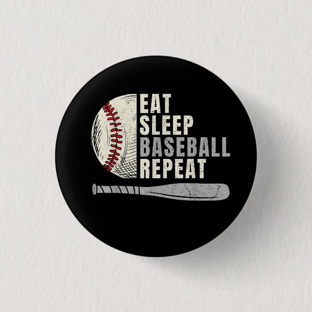 Eat Sleep Baseball Repeat Funny Baseball Player 3 Cm Round Badge (Front)