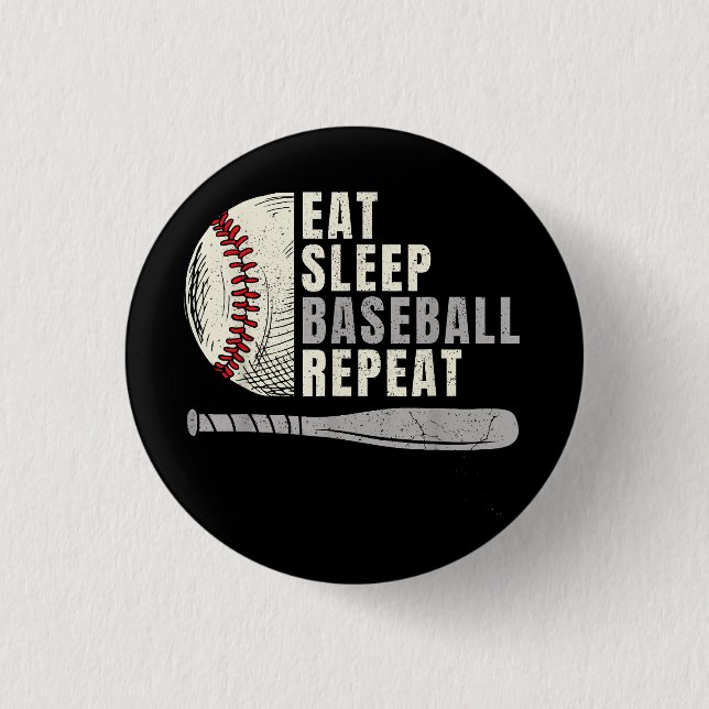 Eat Sleep Baseball Repeat Funny Baseball Player  3 Cm Round Badge (Front)