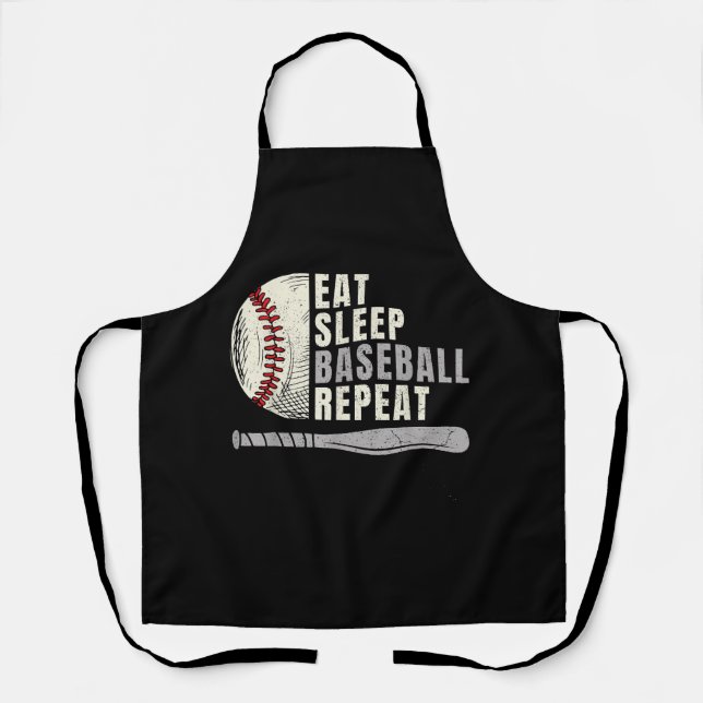 Eat Sleep Baseball Repeat Funny Baseball Player  Apron (Front)