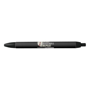 Eat Sleep Baseball Repeat Funny Baseball Player Black Ink Pen
