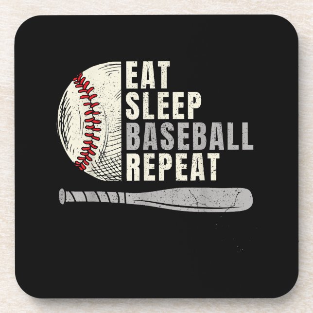Eat Sleep Baseball Repeat Funny Baseball Player  Coaster (Front)