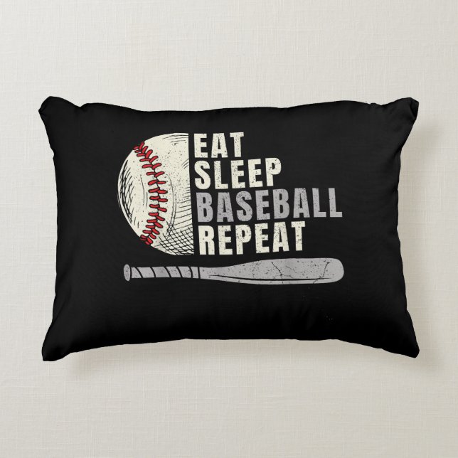 Eat Sleep Baseball Repeat Funny Baseball Player  Decorative Cushion (Front)