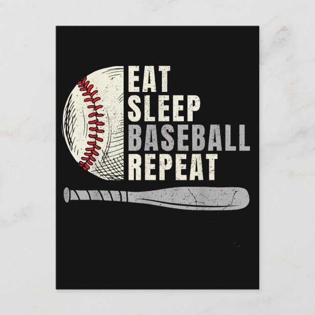 Eat Sleep Baseball Repeat Funny Baseball Player Enclosure Card (Front)