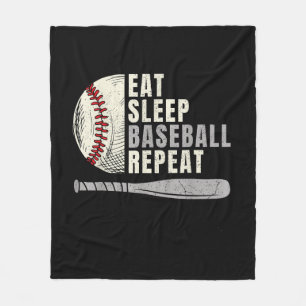 Eat Sleep Baseball Repeat Funny Baseball Player Fleece Blanket
