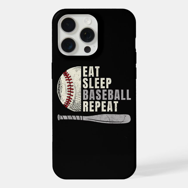 Eat Sleep Baseball Repeat Funny Baseball Player iPhone Case (Back)
