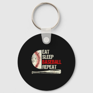 Eat Sleep Baseball Repeat Funny Baseball Player  Key Ring