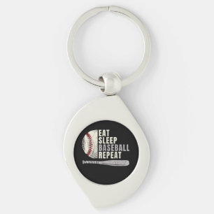 Eat Sleep Baseball Repeat Funny Baseball Player Key Ring