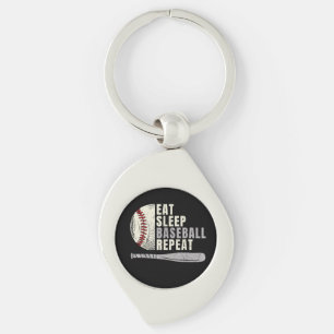Eat Sleep Baseball Repeat Funny Baseball Player Key Ring