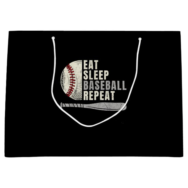 Eat Sleep Baseball Repeat Funny Baseball Player  Large Gift Bag (Front)