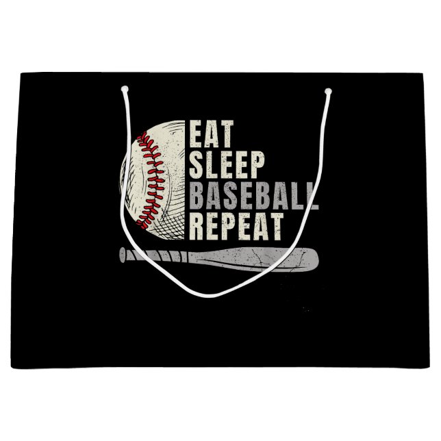 Eat Sleep Baseball Repeat Funny Baseball Player Large Gift Bag (Front)