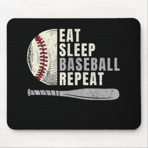 Eat Sleep Baseball Repeat Funny Baseball Player  Mouse Mat