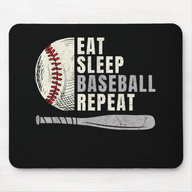 Eat Sleep Baseball Repeat Funny Baseball Player  Mouse Mat (Front)