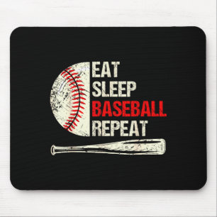 Eat Sleep Baseball Repeat Funny Baseball Player  Mouse Mat