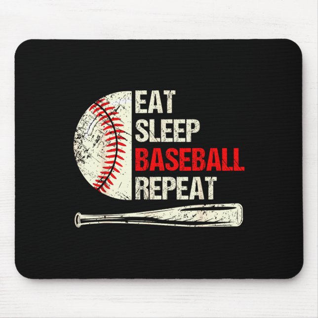 Eat Sleep Baseball Repeat Funny Baseball Player  Mouse Mat (Front)