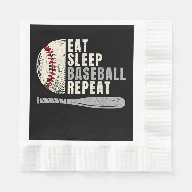 Eat Sleep Baseball Repeat Funny Baseball Player  Napkin (Front)