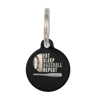 Eat Sleep Baseball Repeat Funny Baseball Player Pet Tag