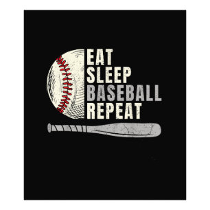 Eat Sleep Baseball Repeat Funny Baseball Player Photo Print