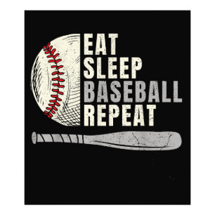 Eat Sleep Baseball Repeat Funny Baseball Player Photo Print