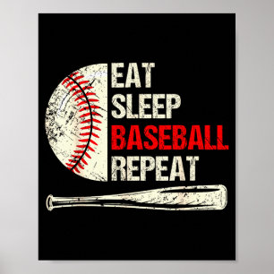 Eat Sleep Baseball Repeat Funny Baseball Player  Poster