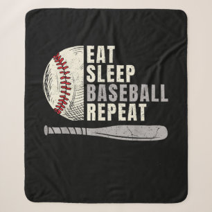 Eat Sleep Baseball Repeat Funny Baseball Player Sherpa Blanket
