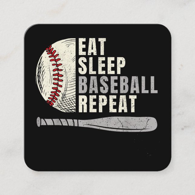 Eat Sleep Baseball Repeat Funny Baseball Player  Square Business Card (Front)