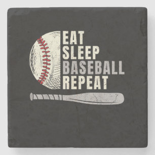 Eat Sleep Baseball Repeat Funny Baseball Player  Stone Coaster