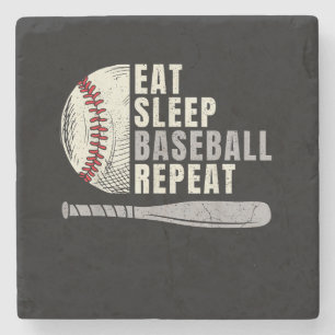 Eat Sleep Baseball Repeat Funny Baseball Player Stone Coaster
