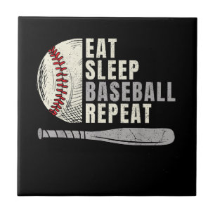 Eat Sleep Baseball Repeat Funny Baseball Player Tile