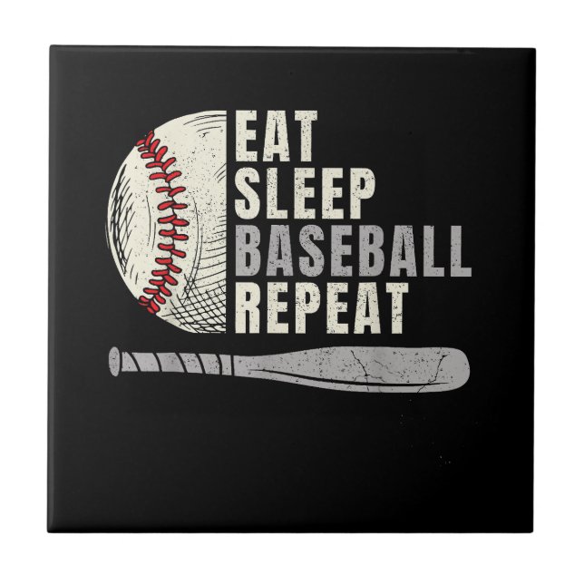 Eat Sleep Baseball Repeat Funny Baseball Player  Tile (Front)