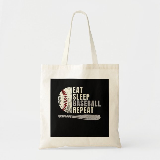 Eat Sleep Baseball Repeat Funny Baseball Player  Tote Bag (Front)