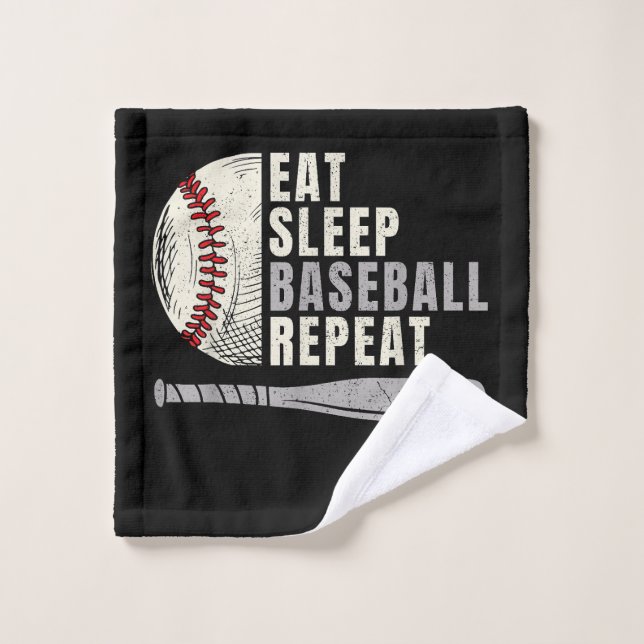 Eat Sleep Baseball Repeat Funny Baseball Player  Wash Cloth (Wash Cloth)
